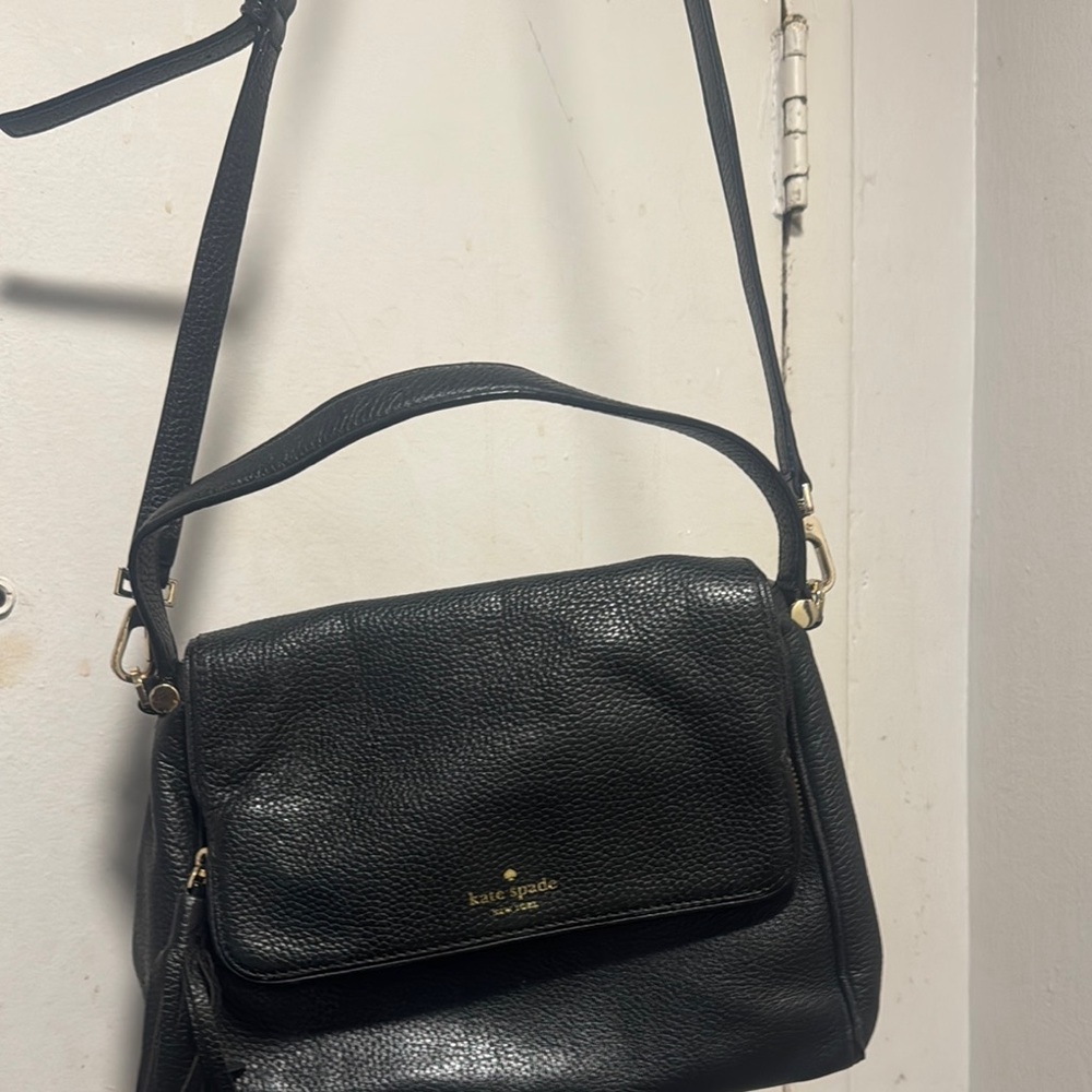 Kate Spade Black Shoulder Bag with Gold Accents
